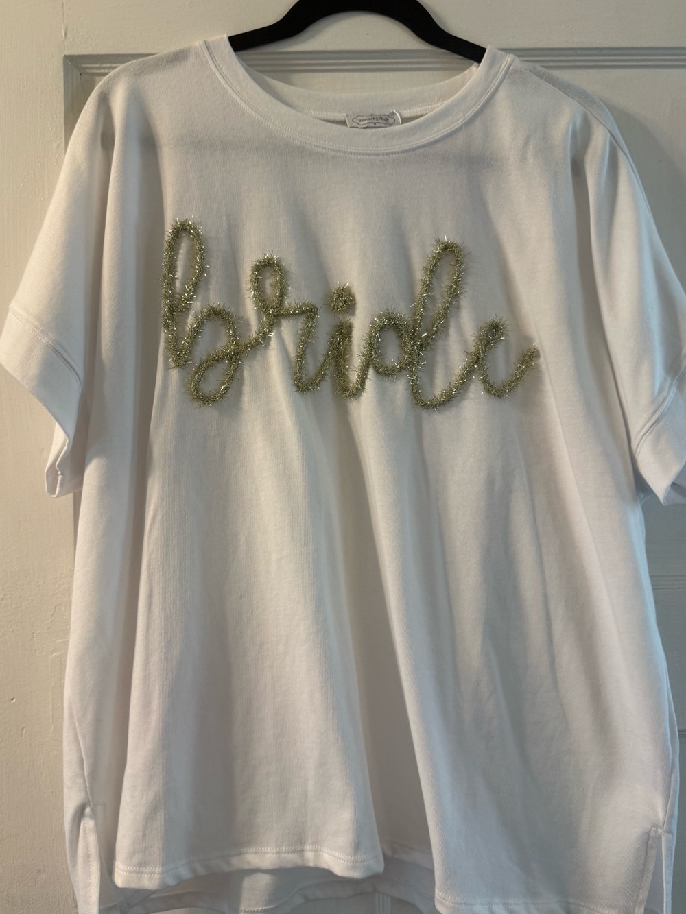Mud Pie White 'bride' T-Shirt with Gold Glitter Script